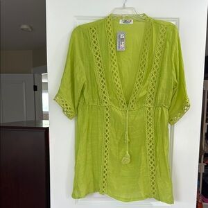 Lime Green Crochet Trim Tunic